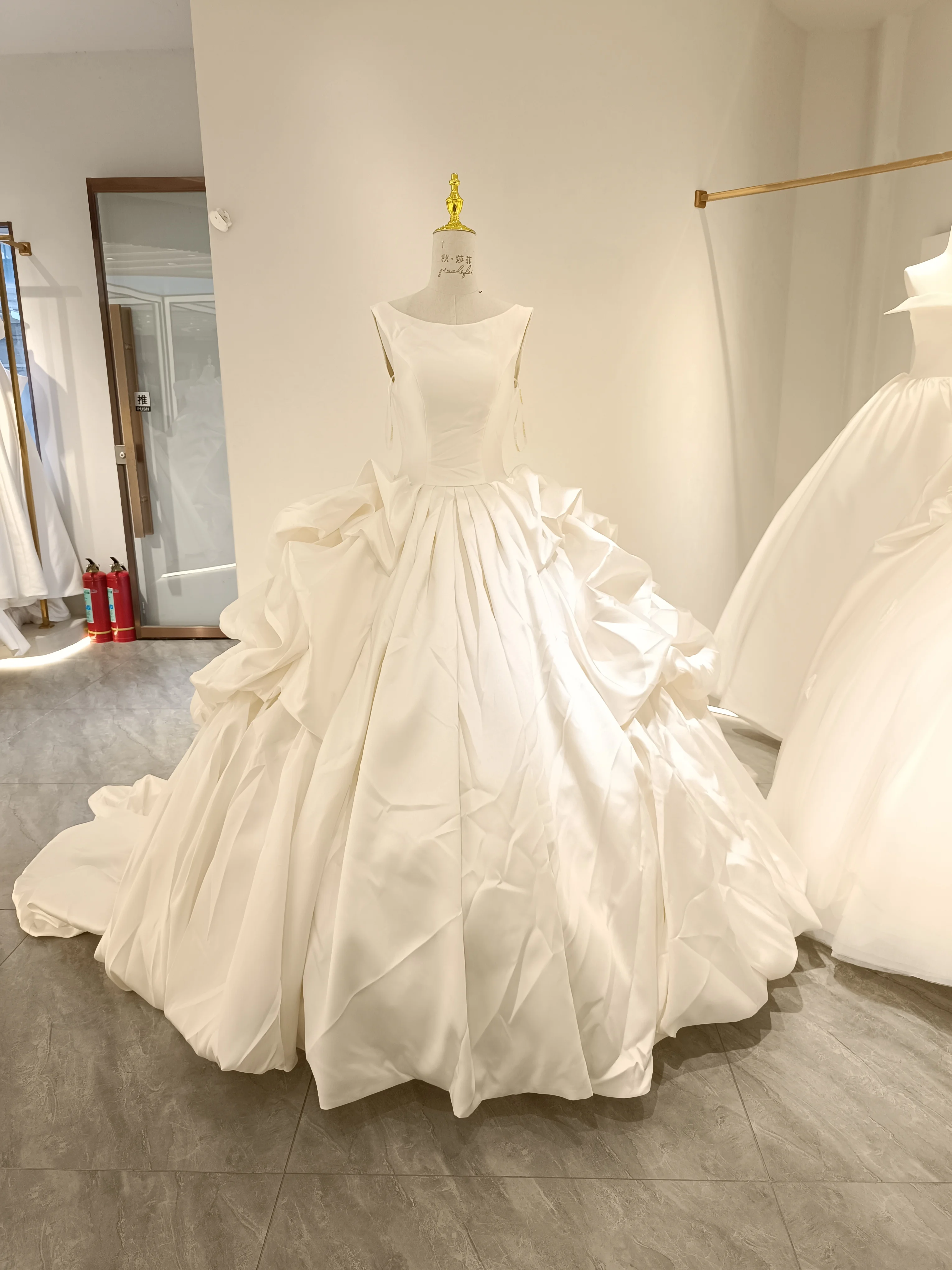 Ball Gown Scoop Neckline Puffy Skirt Customize Plus-Size Wedding Dress