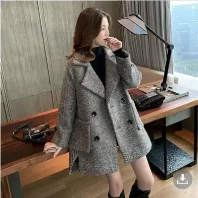 Woolen Cloth Women s Coat 2023 Autumn Winter Korean British Style Retro Thicken Mid Length Version