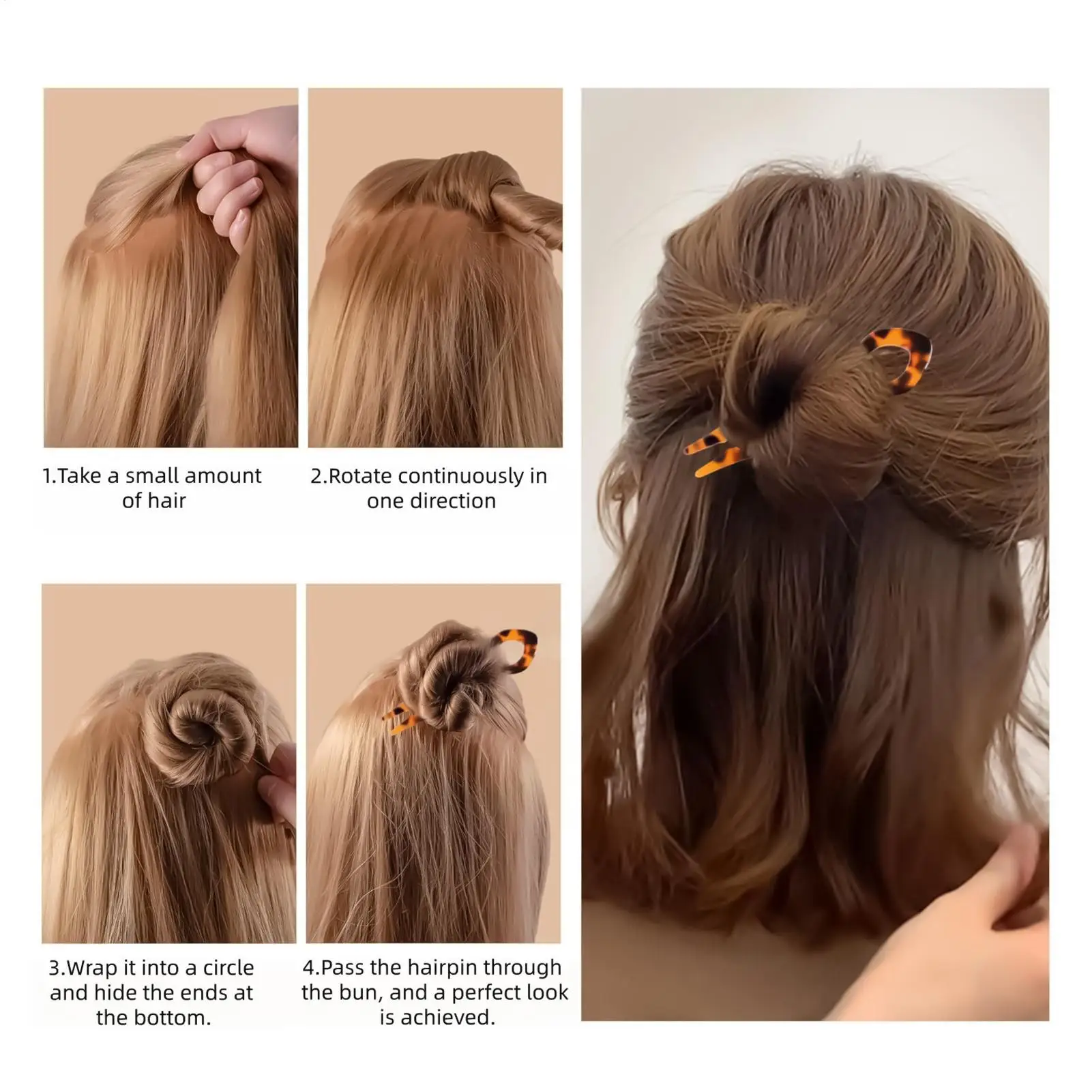 4Pcs U 모양의 헤어 스틱 빈티지 프랑스 헤어핀 여성 아세테이트 헤어 액세서리 Diy 레트로 헤어 스타일 도구 새로운 헤어 클립