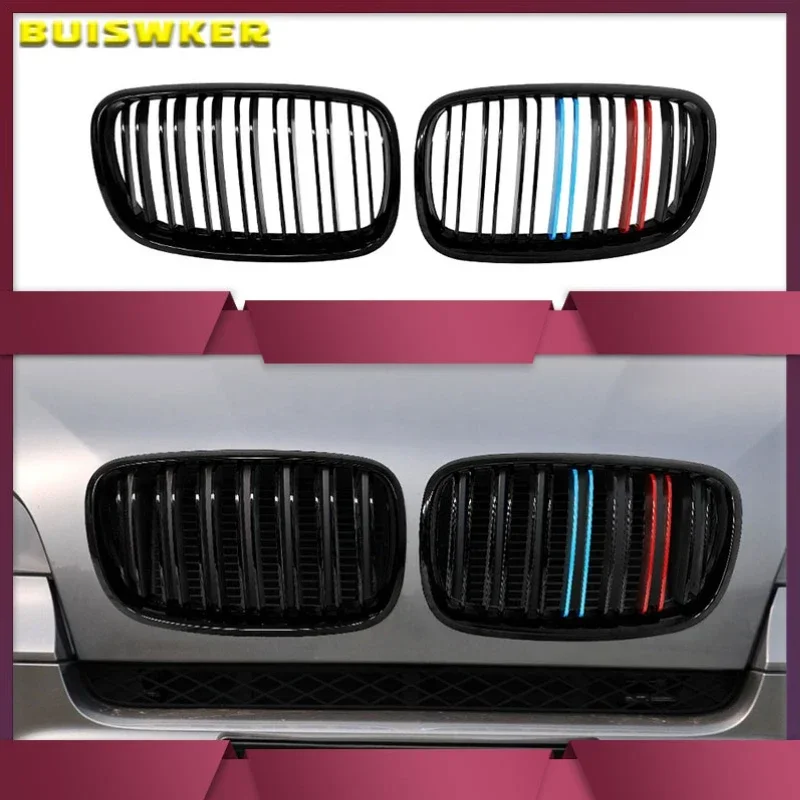 

Передние решетки для BMW X5/X6 E70 E71 2008-2014, глянцевый матовый черный гриль для почек, Сменные решетки для переднего бампера из углеродного волокна, 1 пара