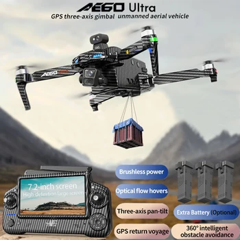 AE60 Ultra Drone Con Telecamera HD 8K GPS Brushless 3-Axis Gimbal Evitamento Ostacoli Touch Screen Airdrop Pesca RC Quadcopter Giocattolo