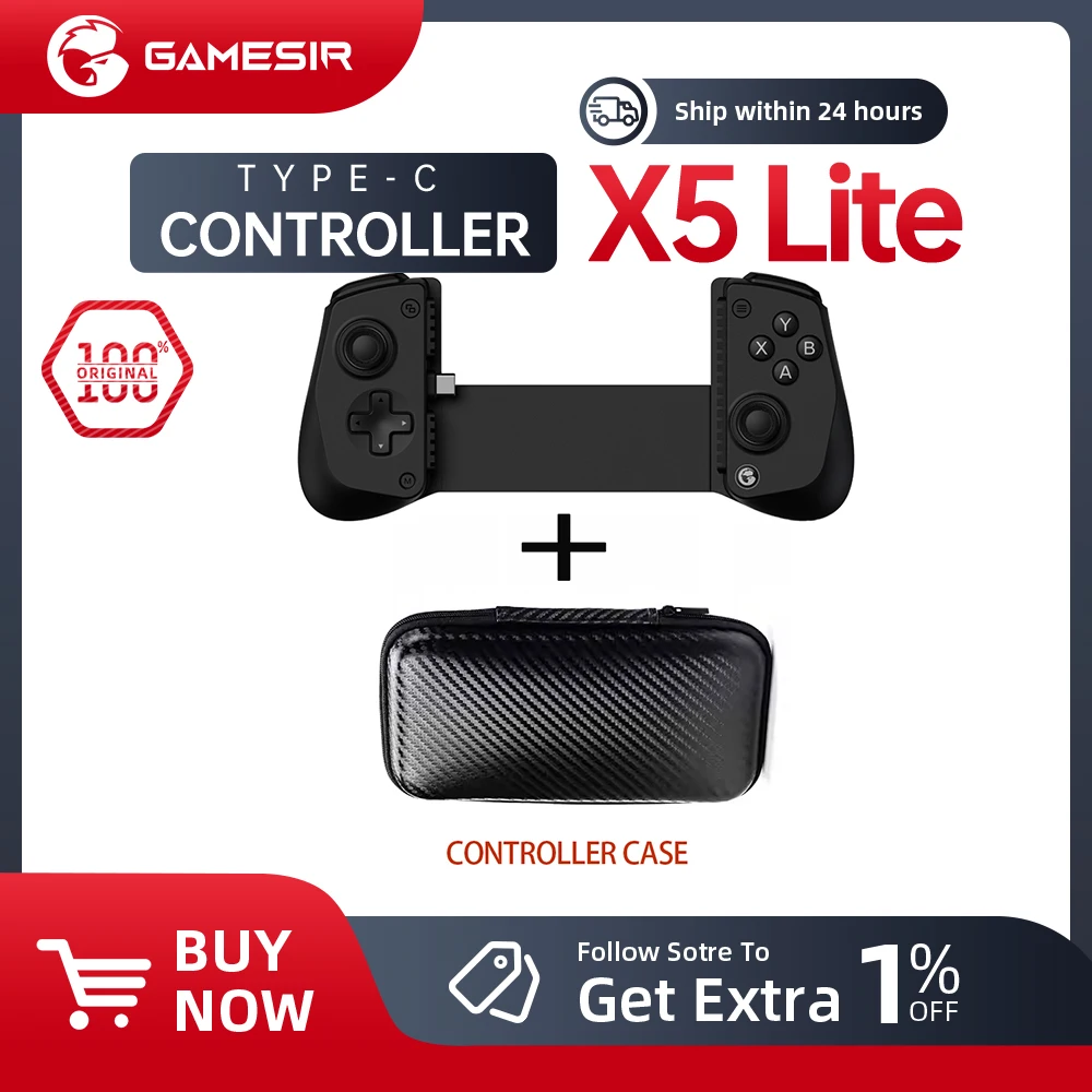 Controlador de Juegos Móvil Original GameSir X5 Lite Tipo-C con Gatillos de Membrana, Palancas con Efecto Hall de Gamesir para iOS y Android
