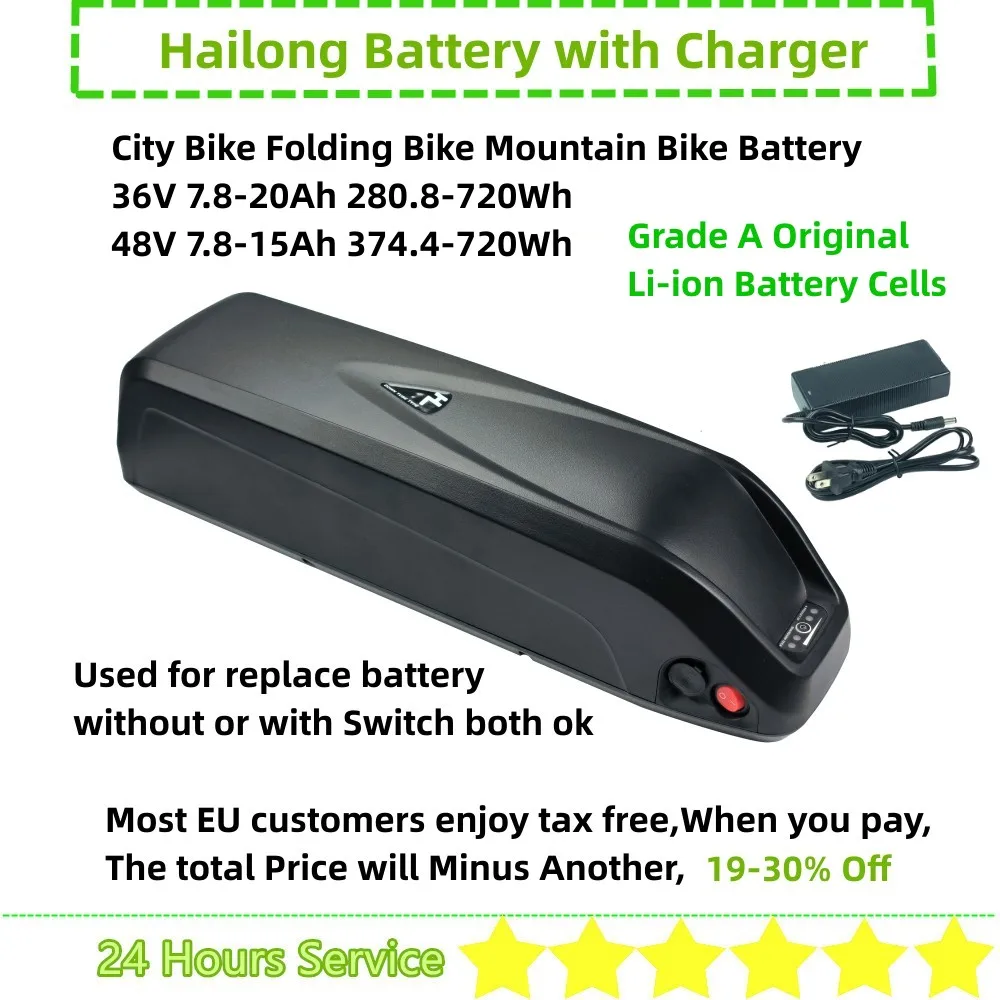 

36В Hailong Аккумулятор для электровелосипеда 36В 7.5Ah 10Ah 13Ah 15Ah 20Ah 48V 10Ah 10.4Ah для Eleglide M1 Eleglide M1 PLUS аккумулятор для электровелосипеда