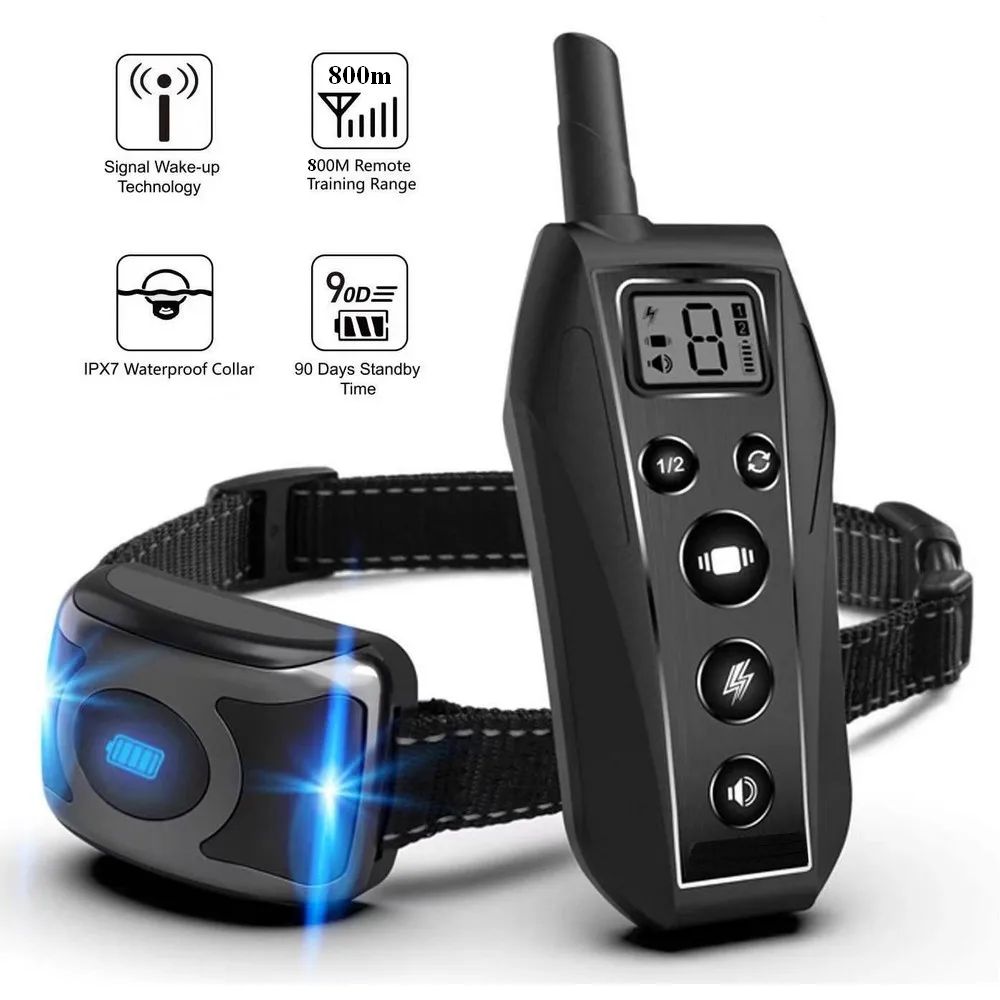 Collare Di Addestramento Per Cani Da Compagnia Ipx7 Telecomando Ricaricabile Impermeabile Beep Vibration Shock E Collar Dog Trainer Anti Bark T700