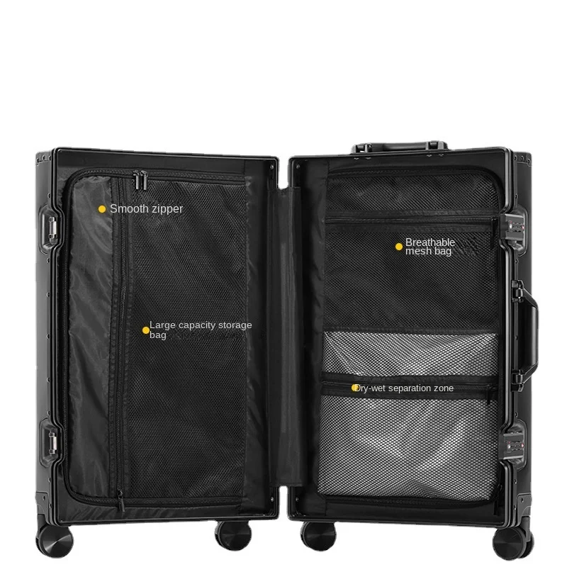 All aluminum luggage aluminum magnesium alloy travel case aluminum frame high-end pull rod case universal wheel suitcase