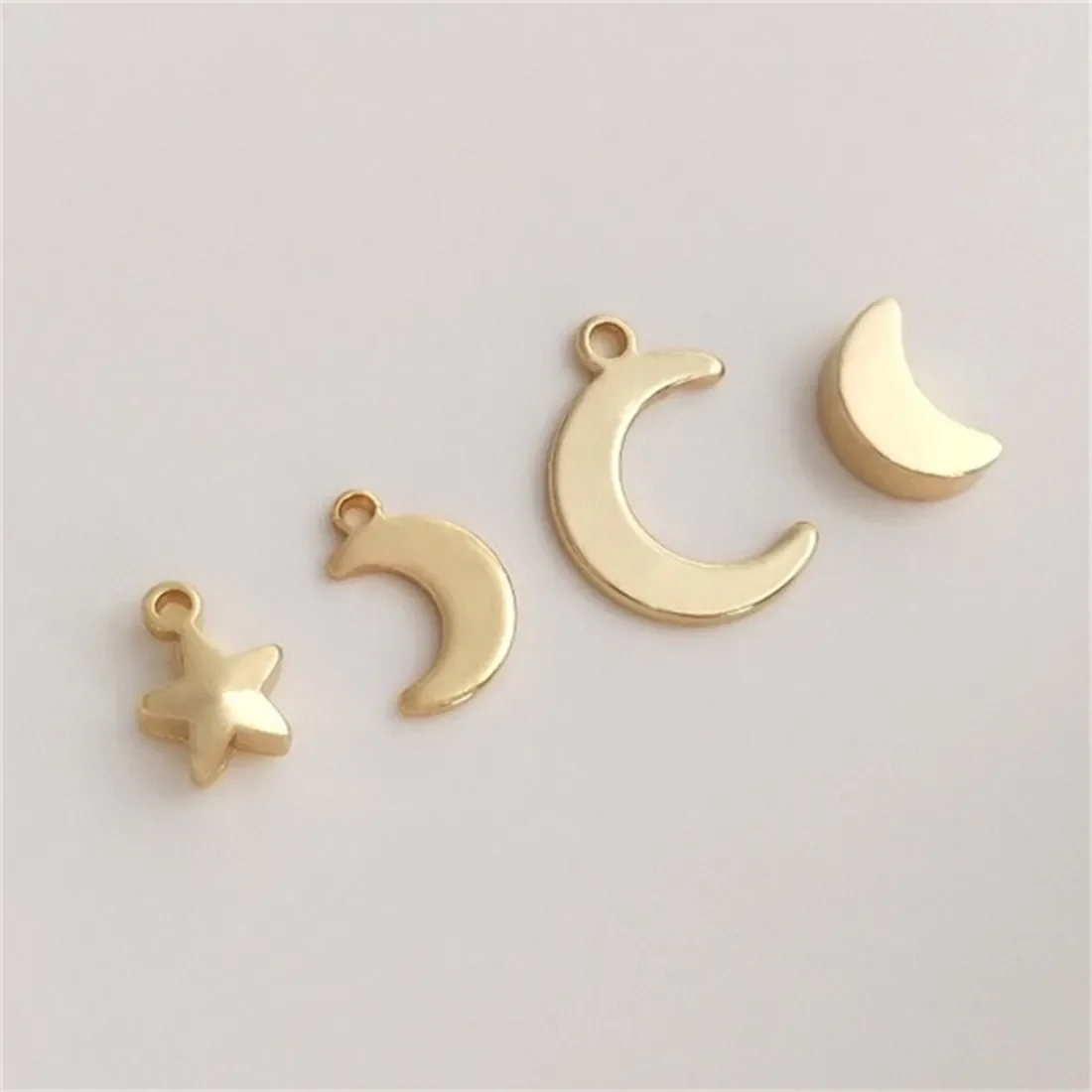 

Медная обернутая 14K оригинальная фотосессия, Маленькая подвеска в виде полумесяца с пятиугольной звездой, головной убор ручной работы «сделай сам», серьги, Маленькая подвеска