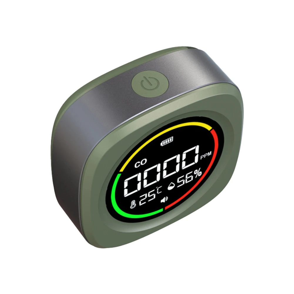 3 In 1 Carbon Monoxide Detector HD LCD Display Portable Gas Detector 1000mAh CO Temperature Humidity for Indoor Outdoor