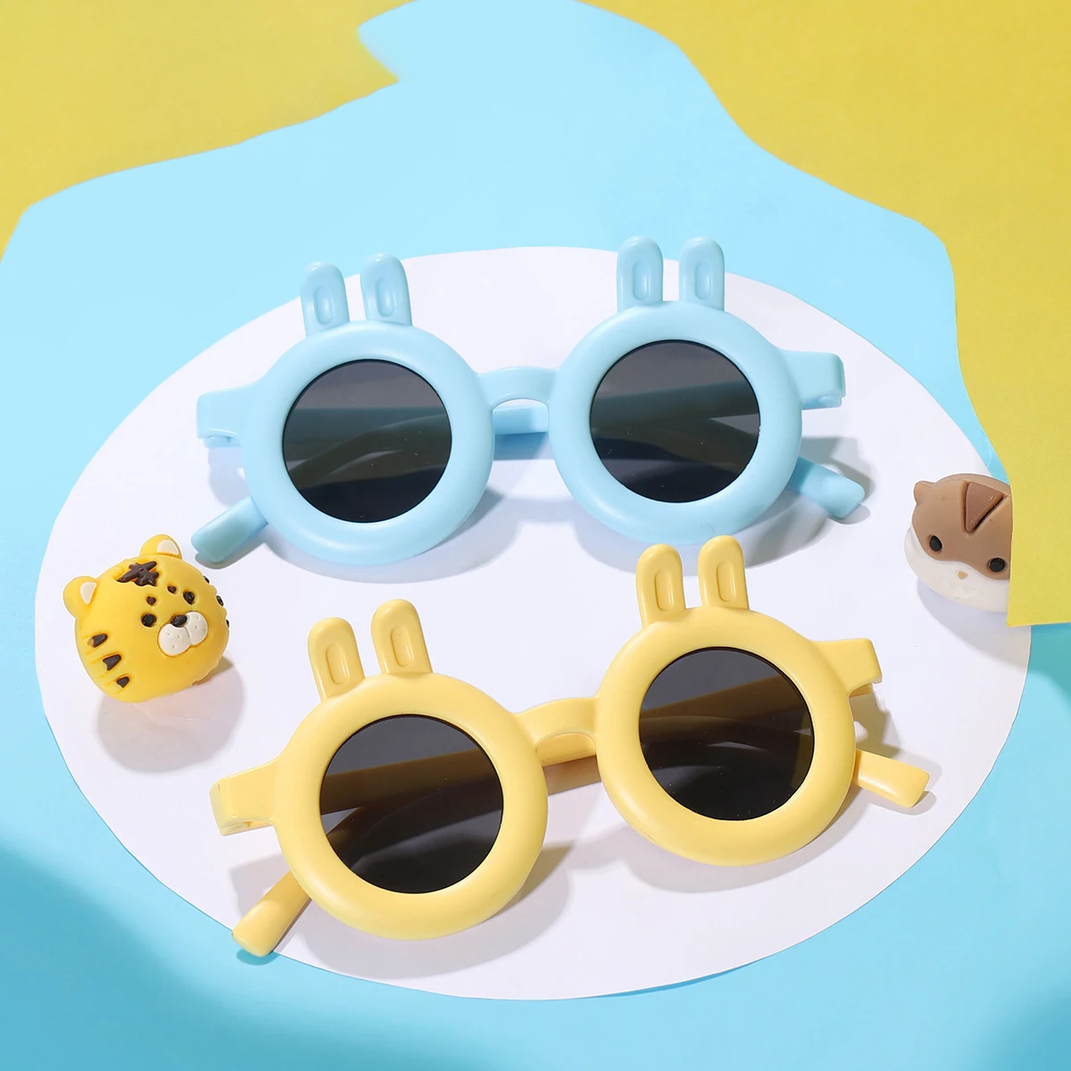 New Little Rabbit Cartoon Sunglasses With Quality Circular Shape For Children, Fun And Cute Sunshade