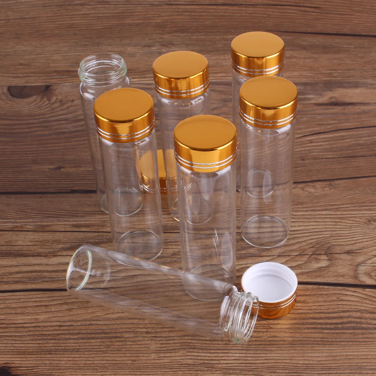 5pcs 50ml 30*100mm Spice Jars Glass bottle with Golden Caps Glass vessels Potion bottles Perfume Bottle for Wedding favors 4