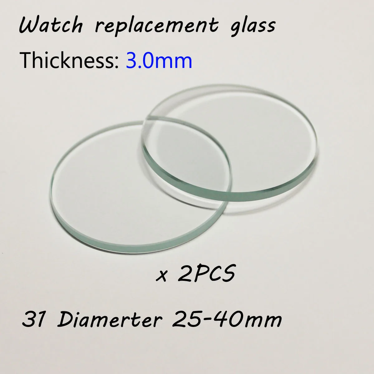 

2pcs 3mm Thick Watch Crystal Mineral Glass Mirror Watch Parts 25mm - 40mm Diameter Round Watch Glass Watch Repair Tools