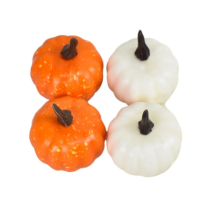 12Pcs Artificial White Orange Pumpkins Decorative Harvest Pumpkins for Fall Wedding Thanksgiving Halloween Table Centerpieces