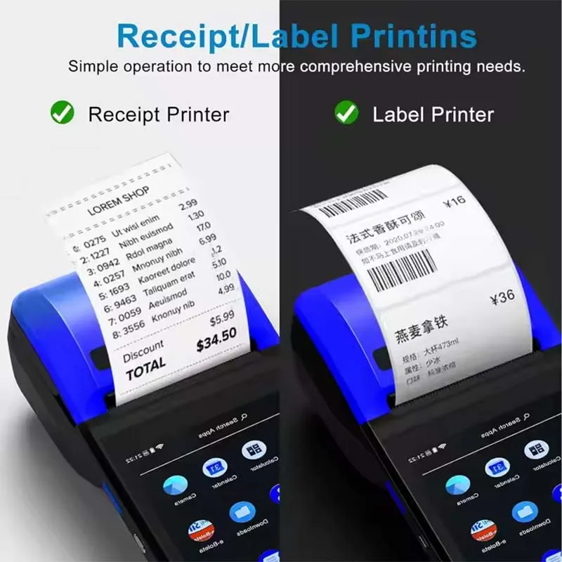 6 Inch Android 13 Mobile POS 3G+16G Memory 2D Scanner PDA with 58mm Printer, Loyverse Shopify Supported