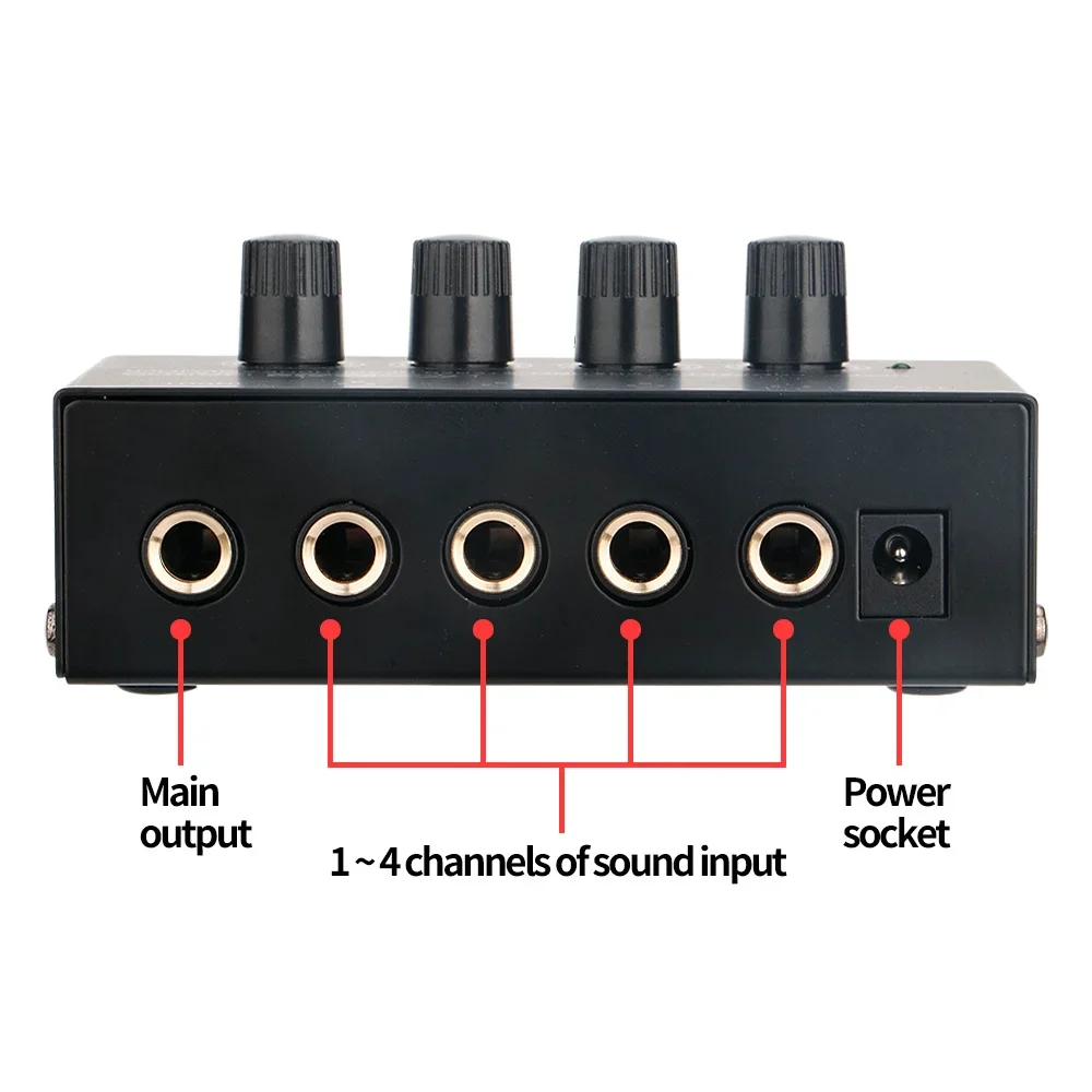 Headphone Amplifier Stereo Amplifier Audio Amp Adapter Audio Amplifier Board Ultra-Compact 4 Channels Mini Headphone Amplifier With Power Adapter 10MHz Earphone Amp for Music