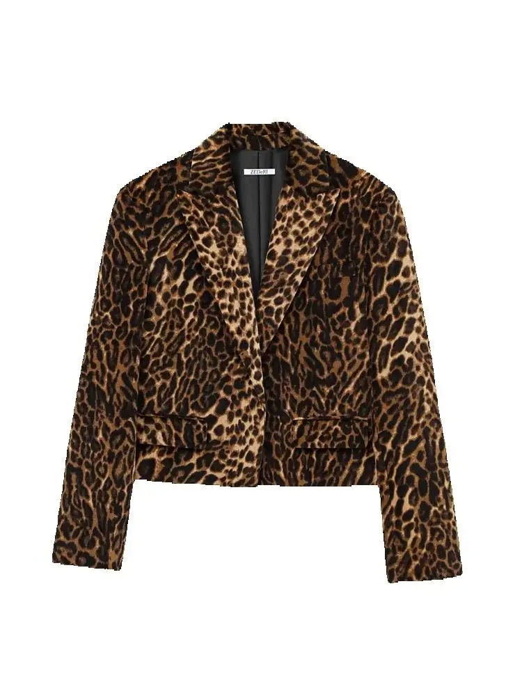 Fashion Long Sleeve Blazers Top Women Pieces Leopard Printed