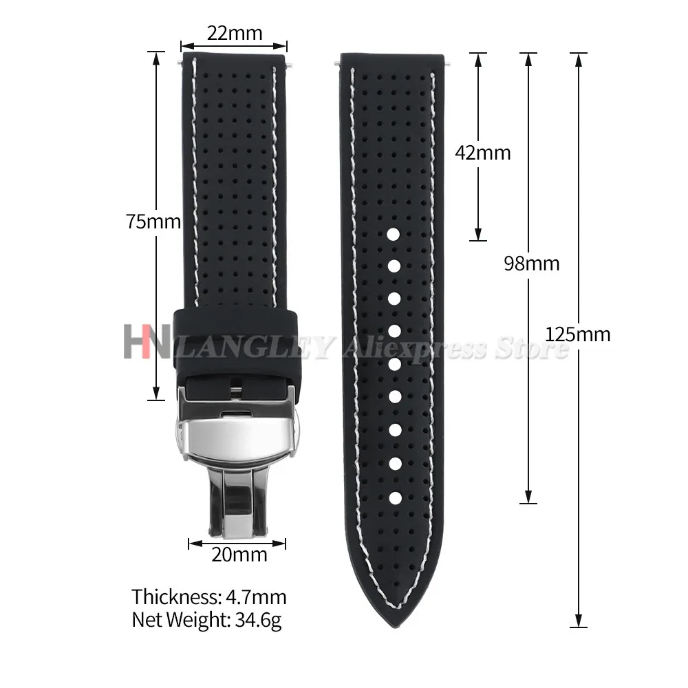 Premium Silicone Waterproof Watch Strap - Soft, Breathable Replacement Band