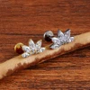 Right Grand ASTM F136 Titanium 16G Marquise Lotus CZ Flower Flat Back Stud Labret Tragus Helix Cartilage Conch Earring Piercing 3