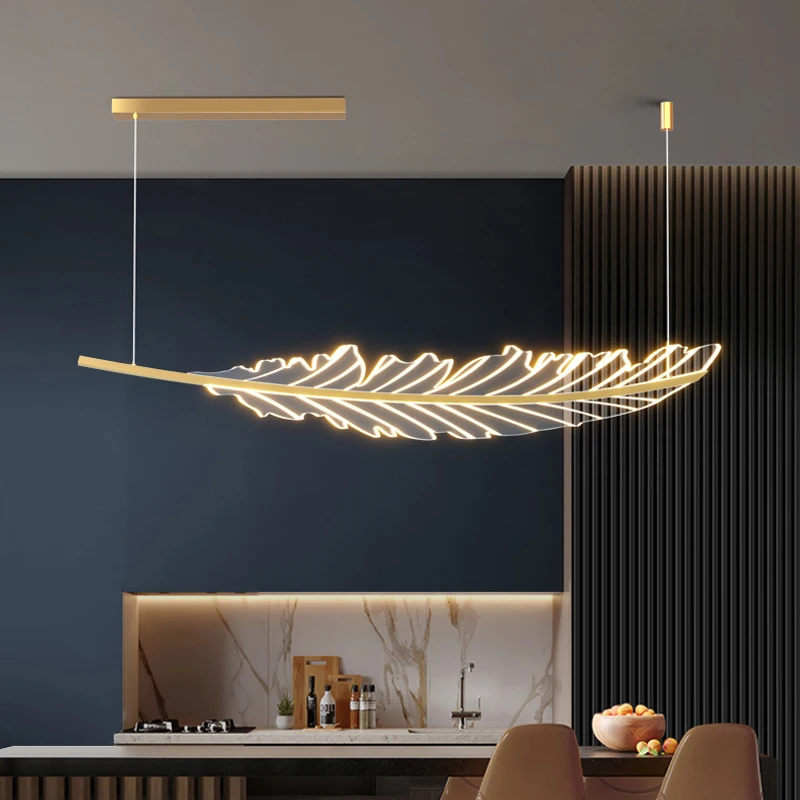 

Modern Leaf-Shaped LED Dimmable Ceiling Chandelier Nordic Golden Bedroom Living Room Dining Table Coffee Shop Indoor Lighting