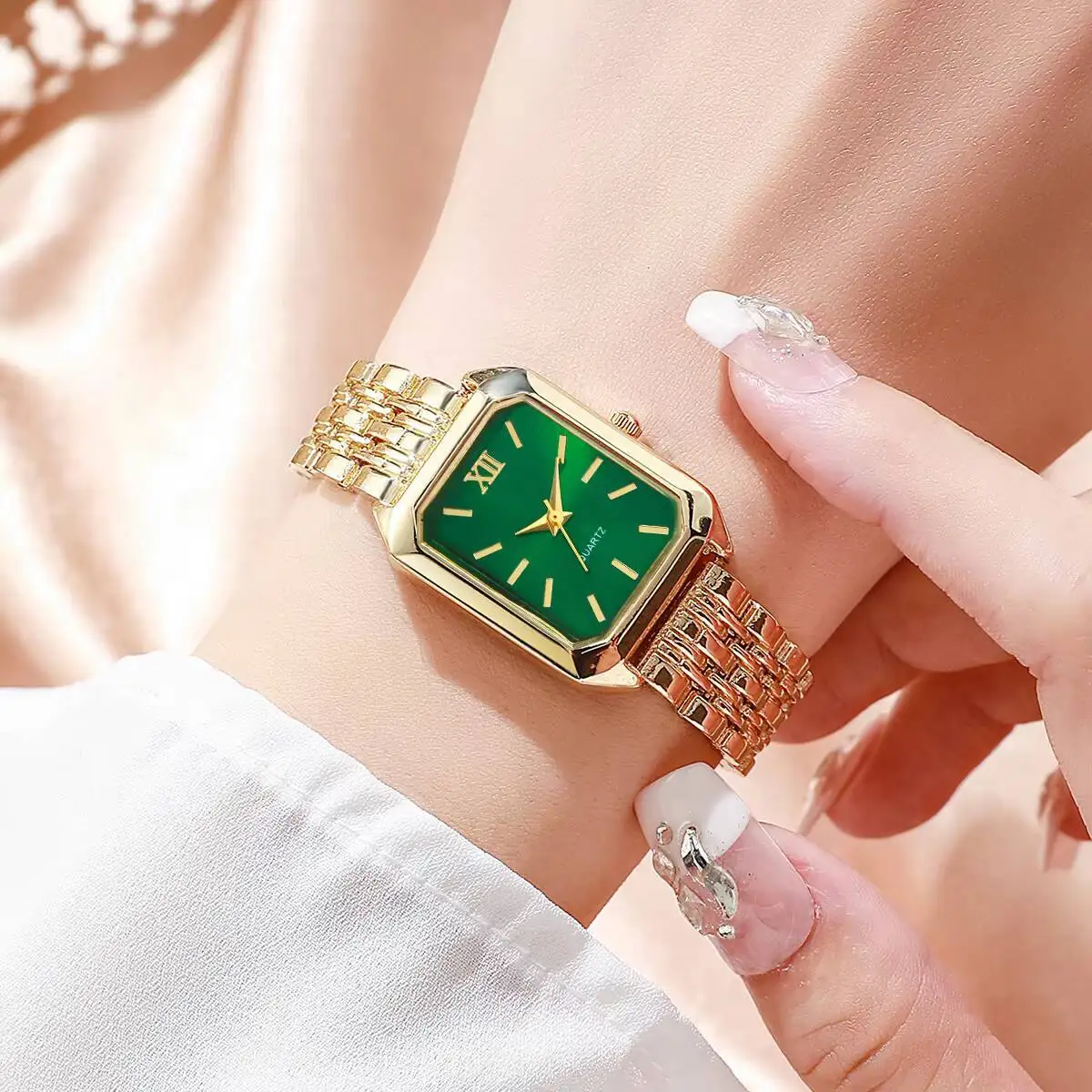 Elegante retângulo feminino relógios moda analógico quartzo relógios de pulso reloj mujer meninas relógio presente (sem caixa) 3