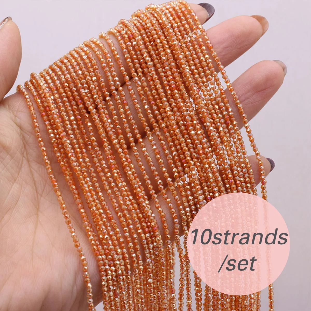 10 stränge/lot Facettierte Spinelle Stein Glas Perlen Runde Micro Kristall Lose Perlen für Armband Halskette Schmuck Machen Zubehör – Detail 14