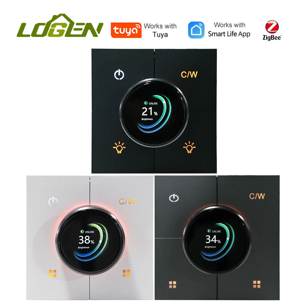 สวิตช์อัจฉริยะ LOUYSGEN Zigbee แบบหมุน 4 ปุ่ม ปรับความสว่าง ปรับอุณหภูมิสี ควบคุมฉาก รีโมทคอนโทรล ต้องใช้สายกลาง 1