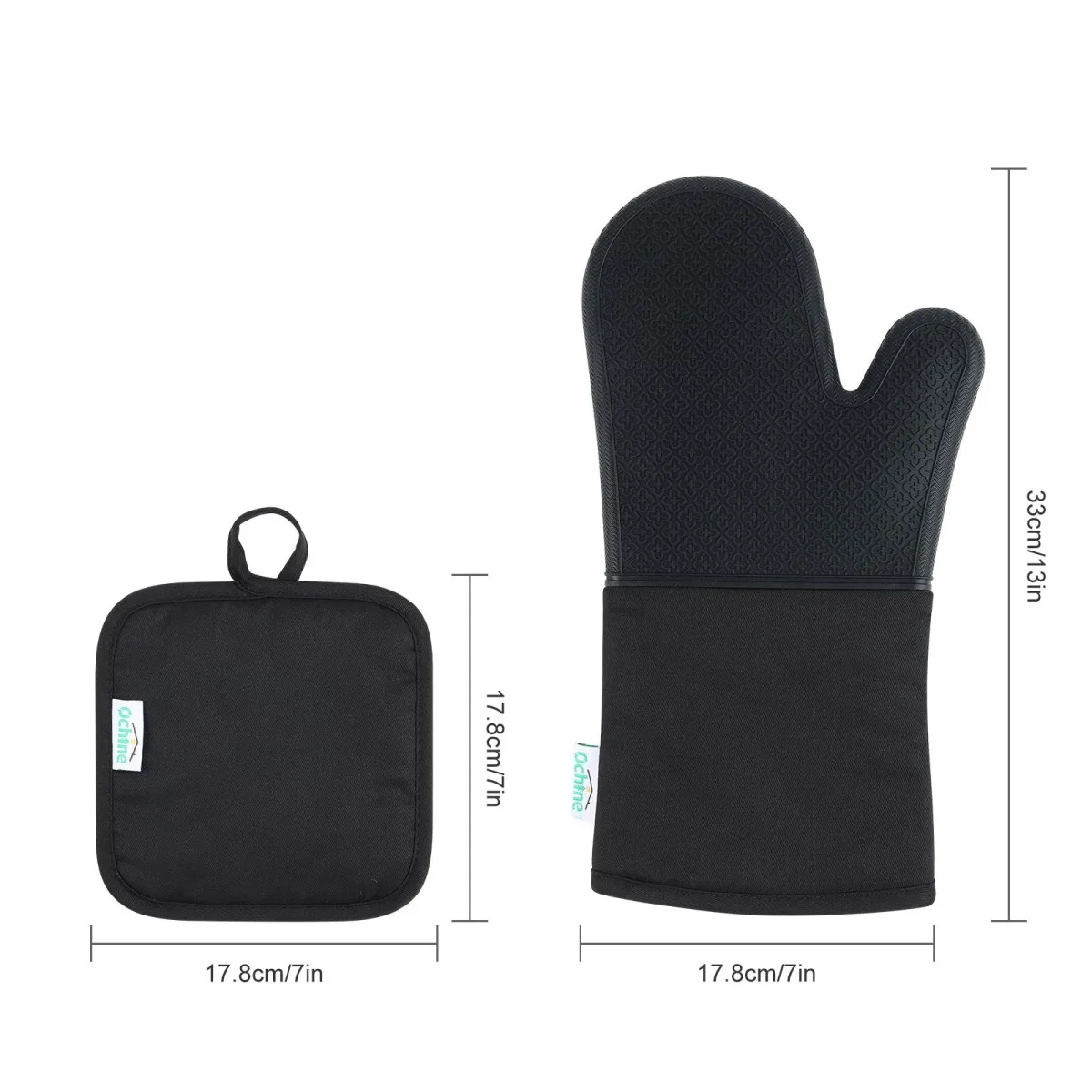 A Pair of Silicone Insulated Scalding Gloves + 2pcs Insulated Pan Mats Kitchen Restaurant Baking Tools