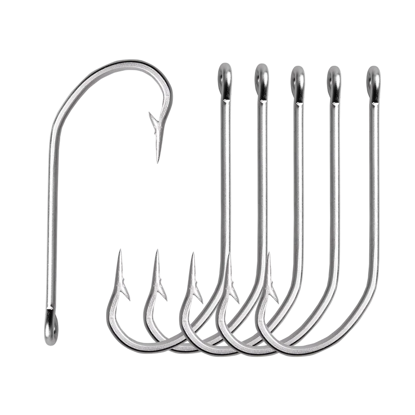 40pcs 34007 Stainless Steel Fishing Hooks Silver Big Extra Long Shank