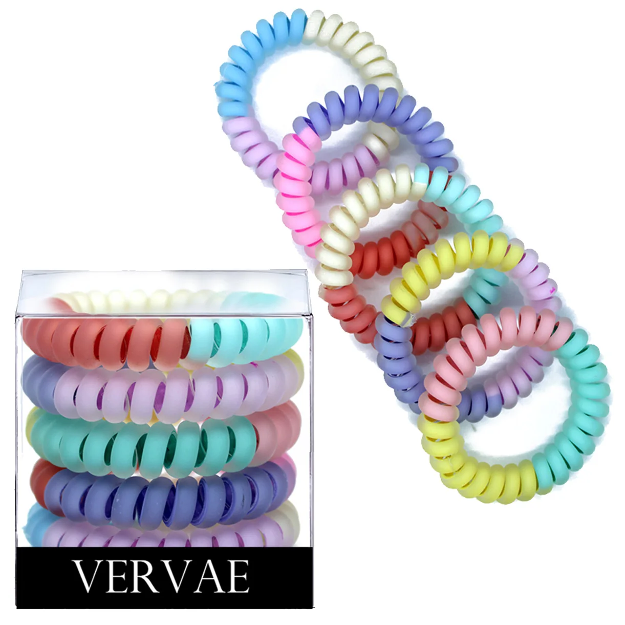 

5 Pcs/Lot mix Colors Telephone Traceless Wire Cord Line Rubber Band Gum Multicolor Elastic Holders Hair Band Frosting Hair Rope