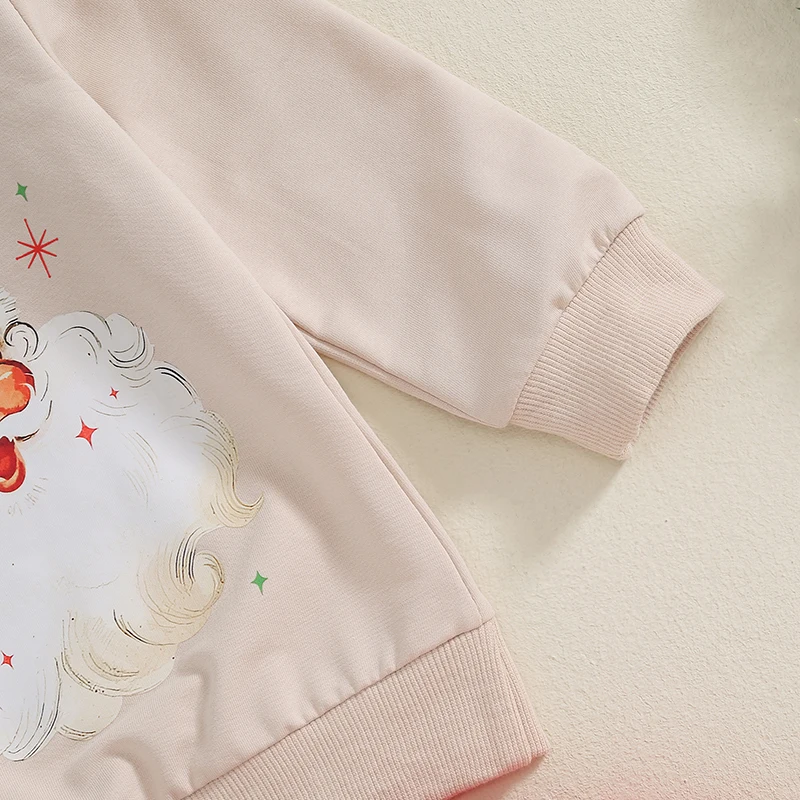 Description Picture 6 of itemLittle Girl Christmas Outfit Santa Claus Print Long Sleeve Sweatshirt Elastic Waist Tulle Skirt 2 Piece Set for Fall Winter