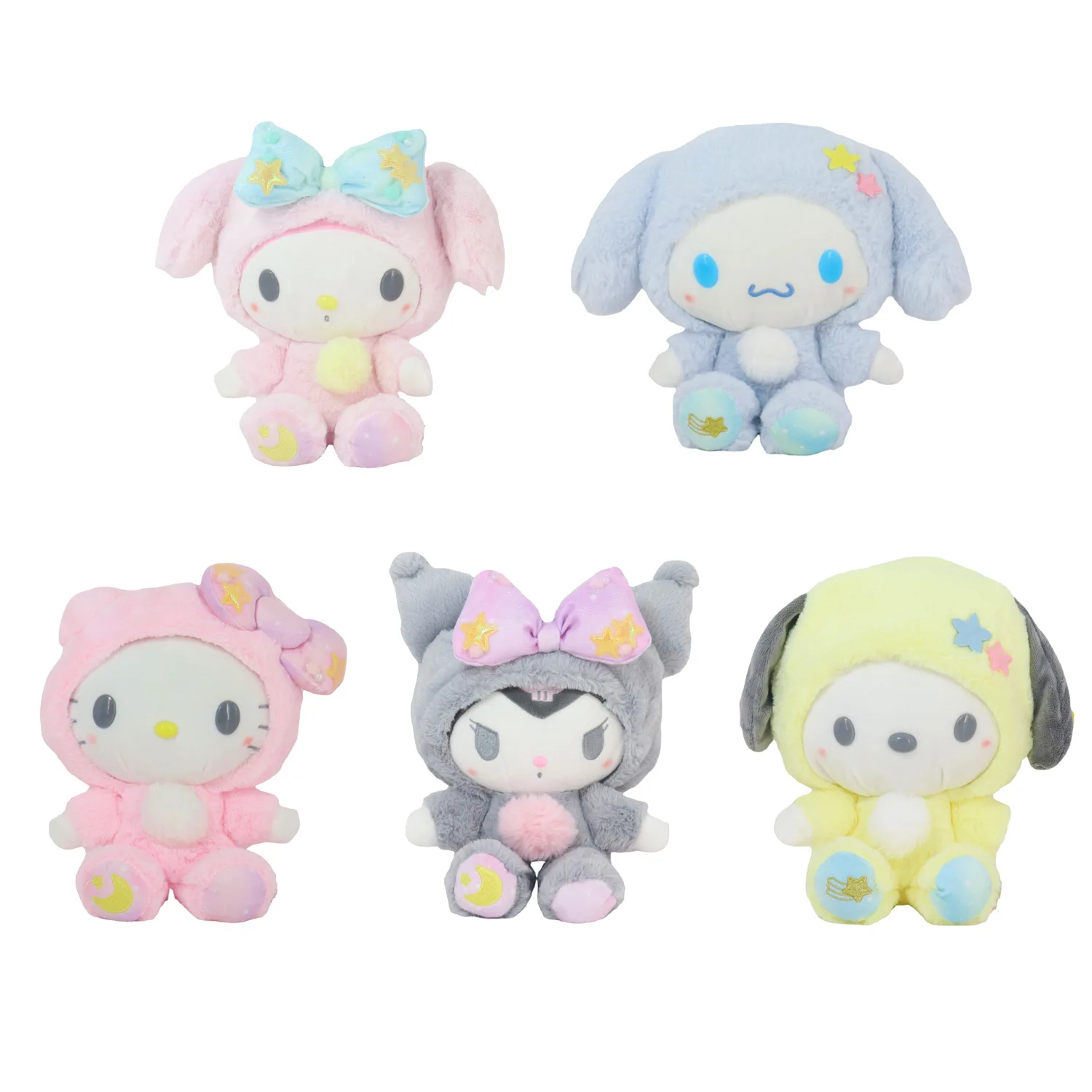 

6 Style Sanrio Pajamas Cartoon Keychain Plush Kuromi My Melody Pochacco Pompom Purin Cinnamoroll Cute Soft Stuffed Dolls Pendant