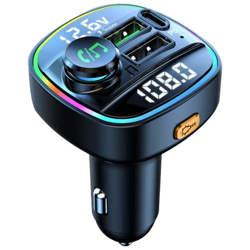 

Car Adapter Radio Transmitter Car Wireless Adapter USB C 5.0 FM Transmitter Hands Upgraded Wireless Radio Adapter Car Kit With