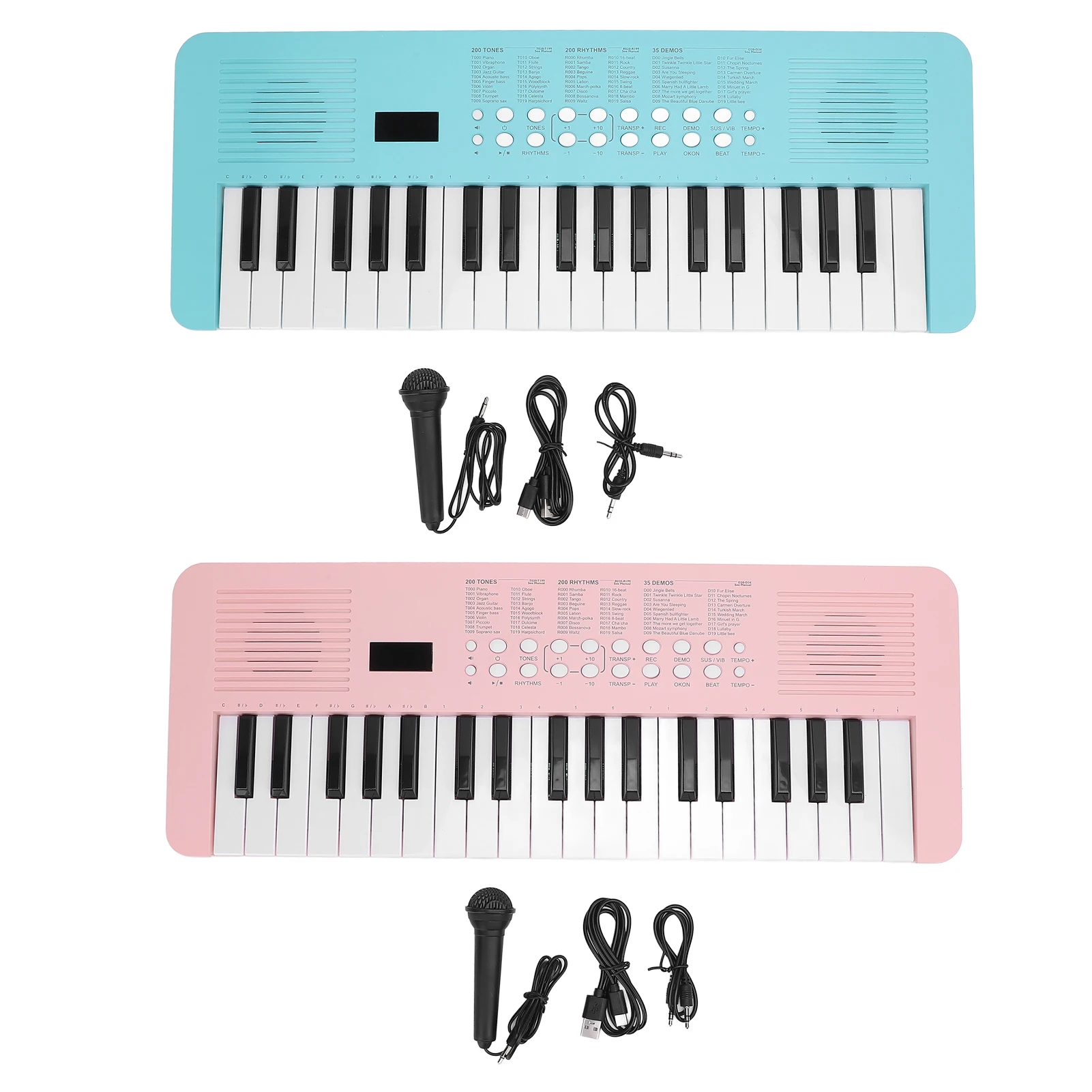 37 Key Electronic Keyboard 200 Tones 200 Rhythms 35 Demos Multi Functional Digital Piano Keyboard Instrument Mic