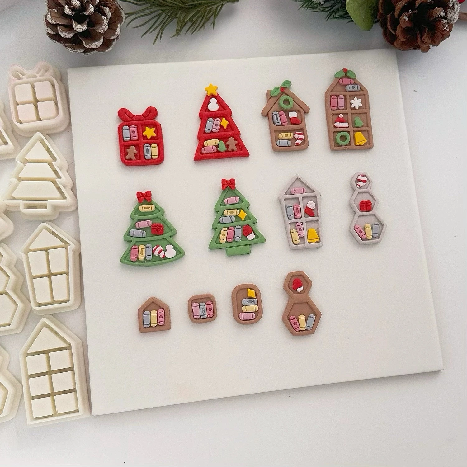 Christmas Bookcase/Bookshelf Polymer Clay Cutter Clay Tool Diy Earring Pendant Jewelry Molding Cutting Mold Ceramic Tool