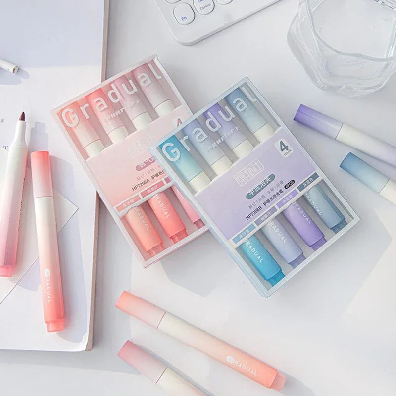 

4pcs/set Kawaii Marker Pens Cute Highlighter DIY Spot Liner Drawing Painting Markers Korean Stationery School Office Supplies