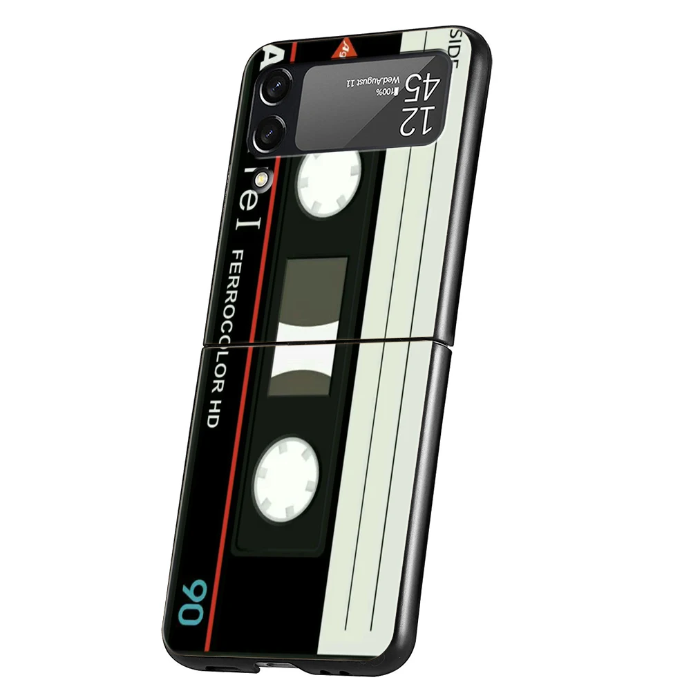 Vintage Cassette Tape Retro Style Foldable Phone Cover - Black Hard PC Shell