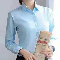 Femmes élégantes chemises femme chemise blanche à manches longues Blouse bureau dame affaires rose chemises bouton solide femmes travail Blouses hauts 2