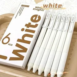 6PCS Retractable Gel Ink Pen Set - Smooth Writing, Quick - Drying Stainproof Ink, 0.5mm Fine Point, Portable Writing Gifts (6 Pcs WHITE)