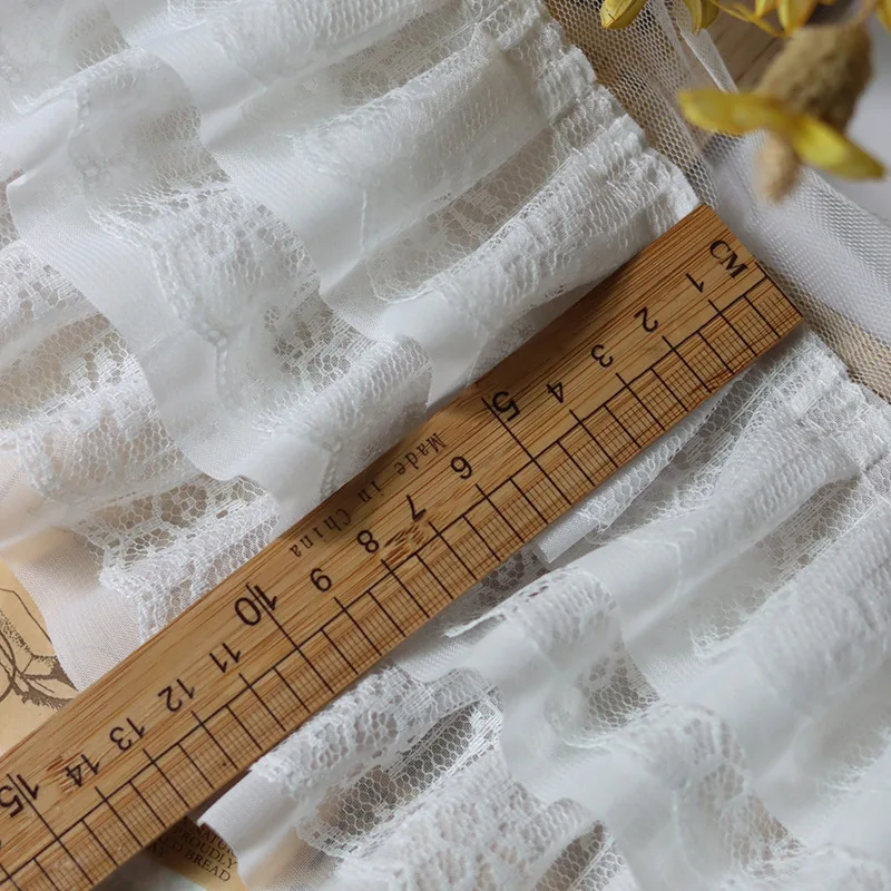 12CM Wide White Black Three Layers 3D Pleated Mesh Chiffon Fabric Embroidered Ruffle Trim DIY Dress Apparel Collar Sewing Decor 3 12CM Wide White Black Three Layers 3D Pleated Mesh Chiffon Fabric Embroidered Ruffle Trim DIY Dress Apparel Collar Sewing Decor 3