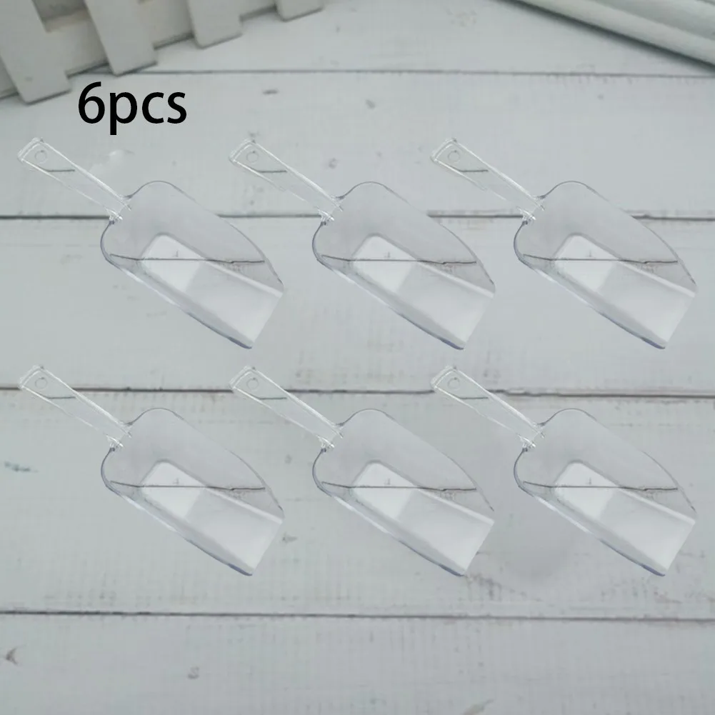 Mini Plastic Ice Scoops Transparant Ice Shovel Candy Dessert Grain Birthday Wedding Party Supplies Kitchen Accessories 6pcs ice cream scoop ice shovel scoop ice cube scoop