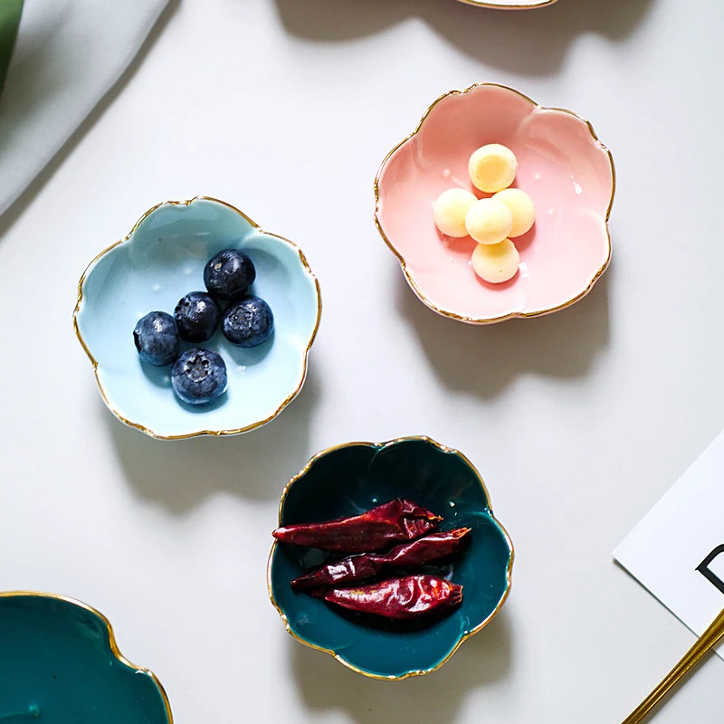 Sakura Ceramic Seasoning Dipping Bowl Cherry Blossom Trinket Plate Sauce Porcelain Sauce Dish Plate For Condiment Kitchen New