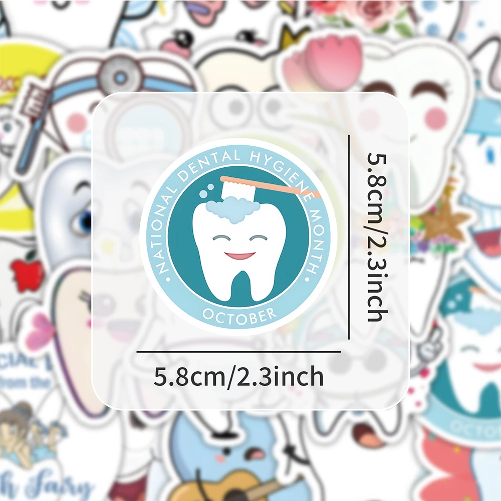 Cartoon Teeth Protection Waterproof Sticker Pack for Kids - Cute and Durable Adhesive Decals