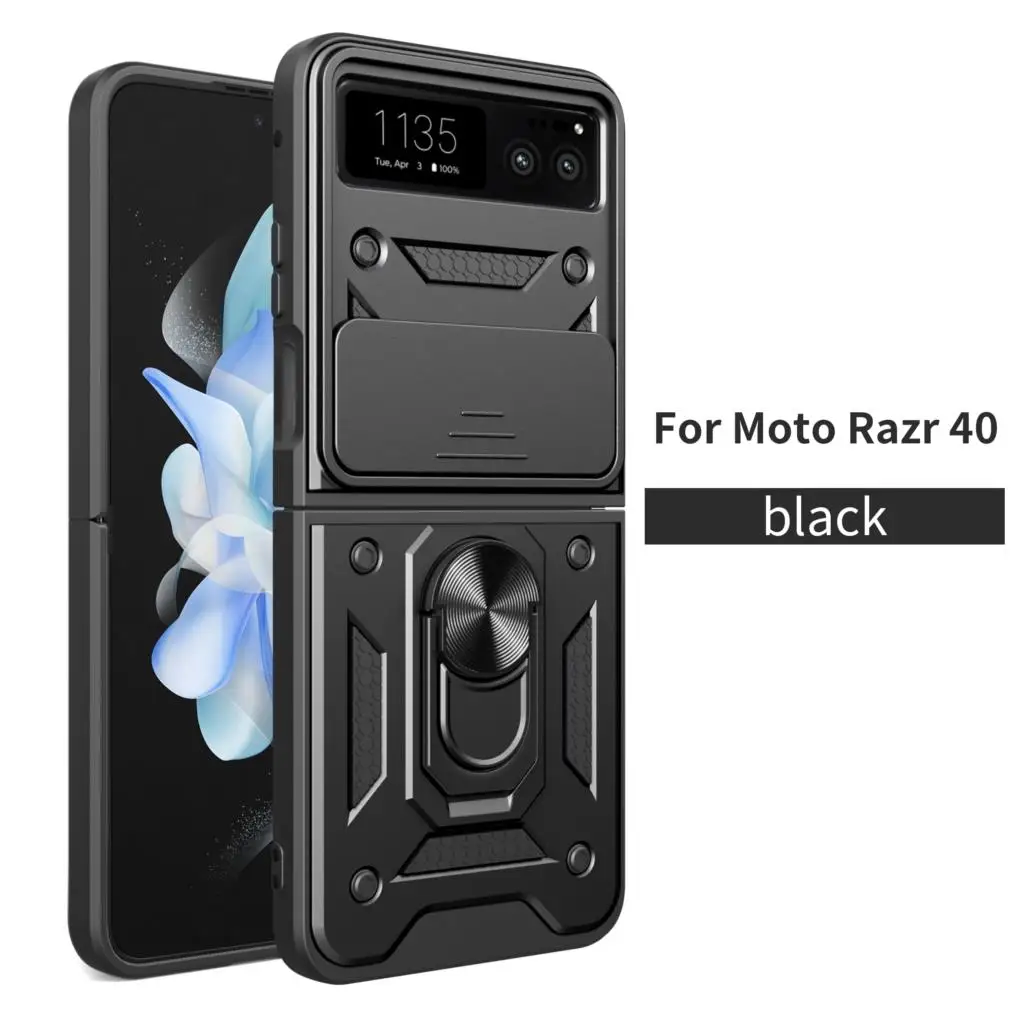 Per Motorola Razr 40 Case Push Window Lens Coverage Ring Bracket Etui Coque Motorola Razr 40/Motorola Razr 40 Ultra Cell Fundas