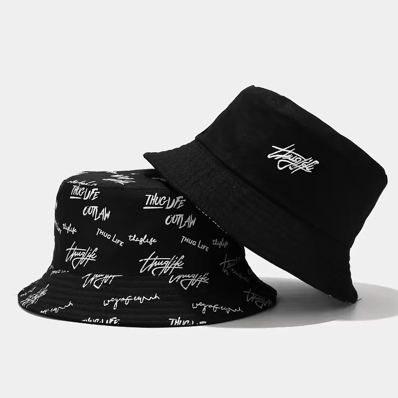 Unisex Letter Embroidery Printing Bucket Hats Fisherman Hats Outdoor Casual Sunscreen Cap
