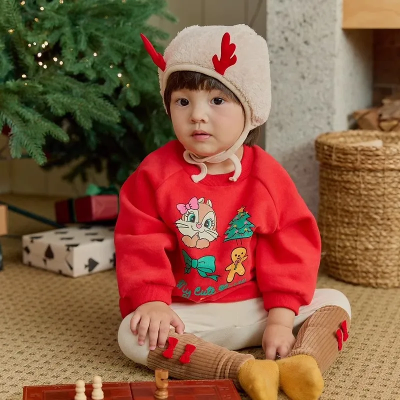 4898 Baby Sweater Winter New Ins Cute Christmas Clothes Long Sleeve Sweater Leisure and Comfortable Boy's Tops