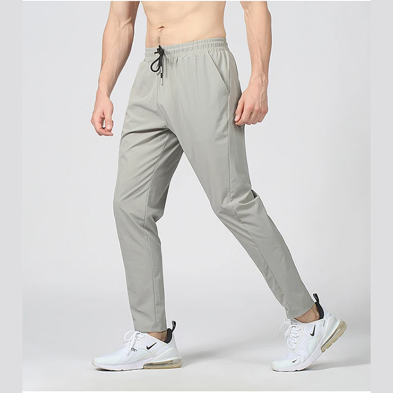 Gym Fitness Trousers Men's Pencil Pants Tight Jogging Running Breathable  Quick-Drying Ice Silk Sports Wind Casual Fashion Pants - AliExpress