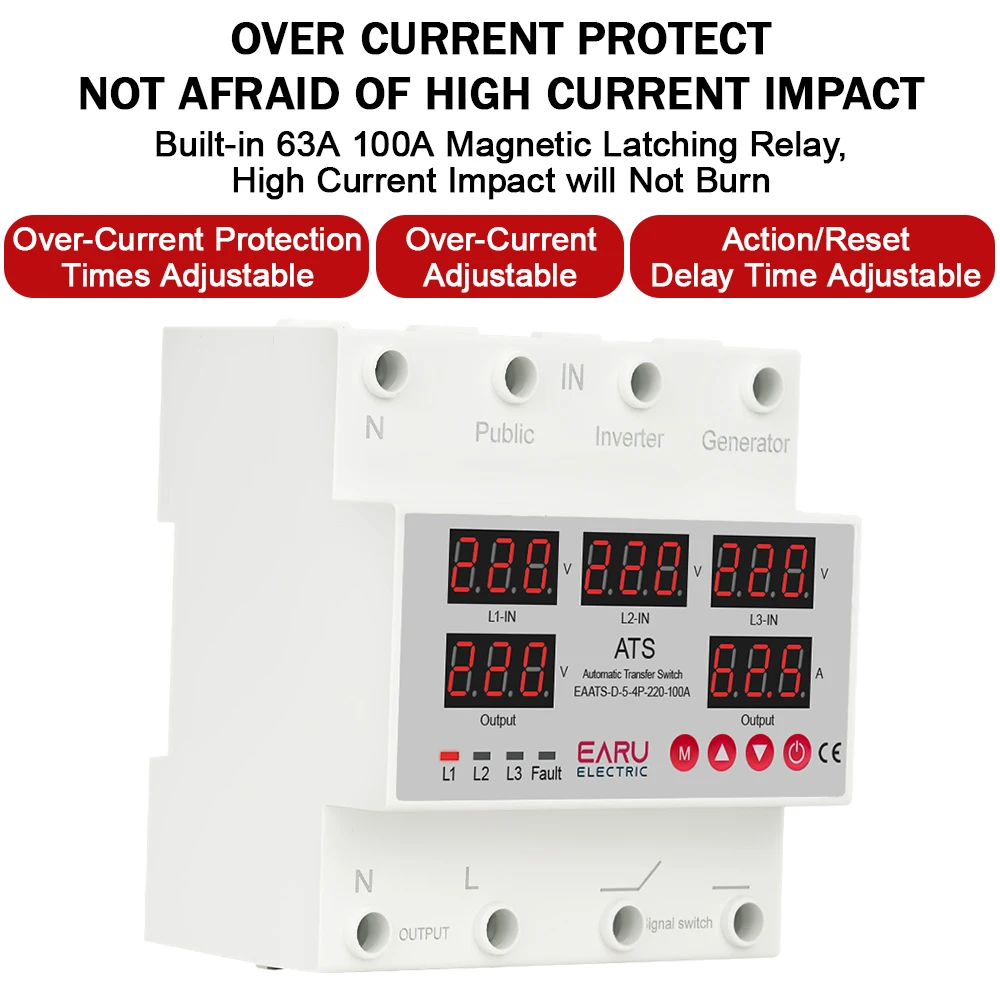 Protecteur De Tension Triphasé Protecteur Tension Triphasé - 230V/400V - 63A - Réinitialisation Auto Protection De Tension 380v Triphasé