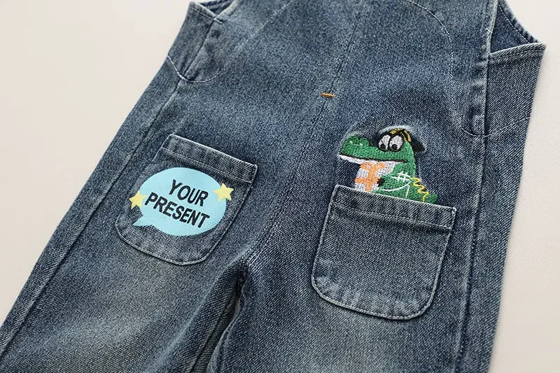 New Spring Autumn Cotton Cartoon Pattern Children Boys Girls Fashion Denim Camisole Pants Kid Overall Long Pants 0-5 Years