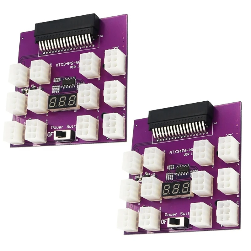 

2Pcs Server Power Supply Breakout Board PCI-E 12X6pin Adapter Converter For BTC Mining For Emerson 7001484 Power Supply