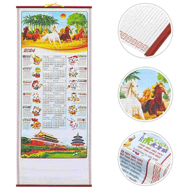 2024 Wall Calendar Chinese Zodiac Hanging Scroll Calendar Year The Dragon  Calendar Guanyin Monthly Lunar Calendar Feng - AliExpress