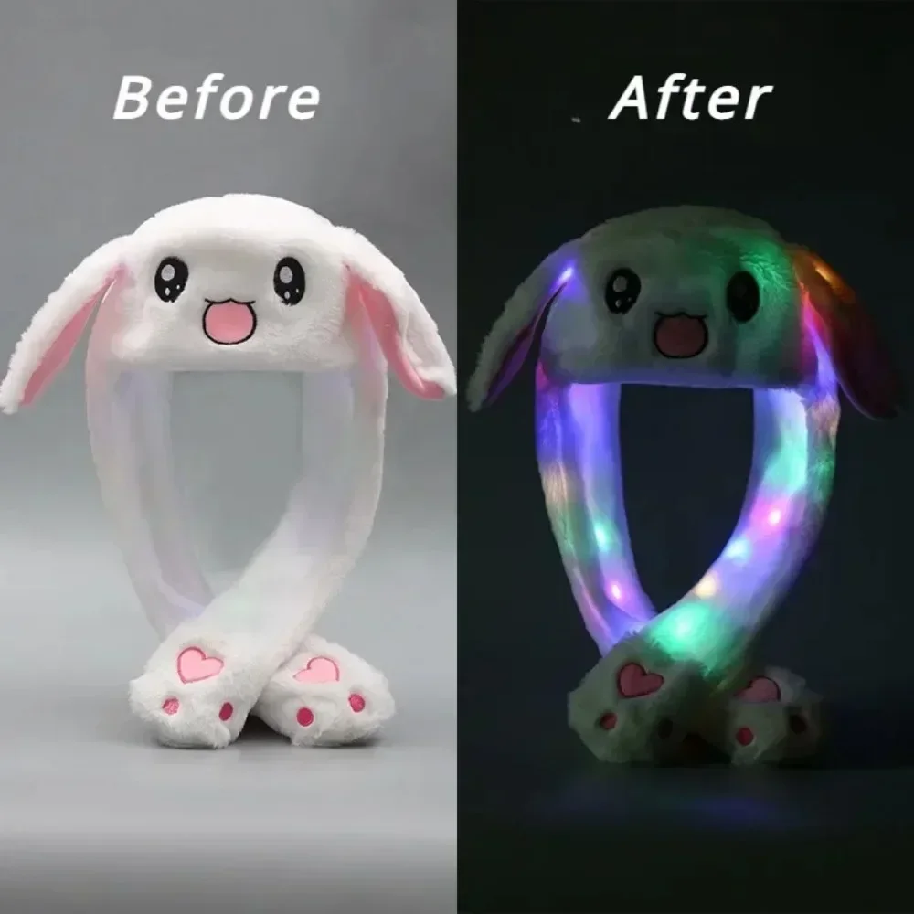 Pokemon Cute Glowing Hat Pikachu Cartoon Plush Bunny Cosplay Hat Children Pet Bunny Ears Will Move Headband Funny Toys Gifts