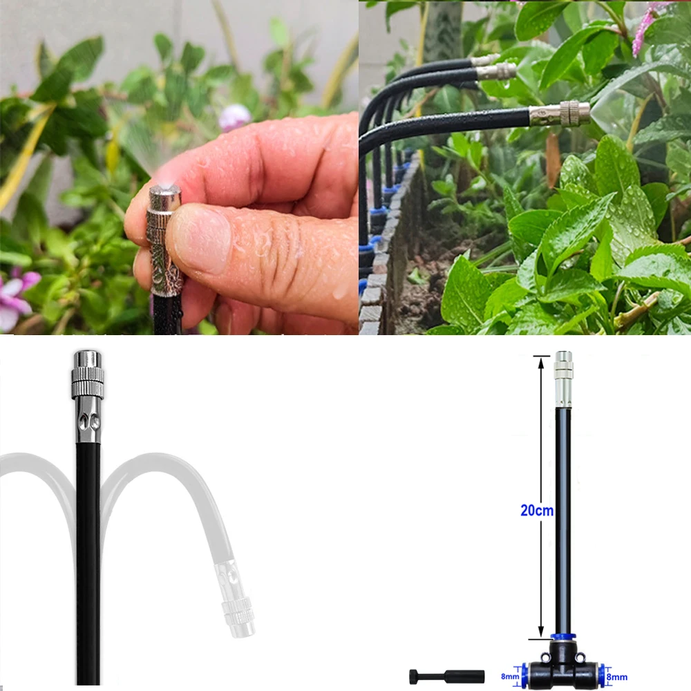 

10pcs Nickel Plated Free Bending Universal Spray Nozzle 8mm Straight Push Lock Joint Garden Misting Humidification Sprayer